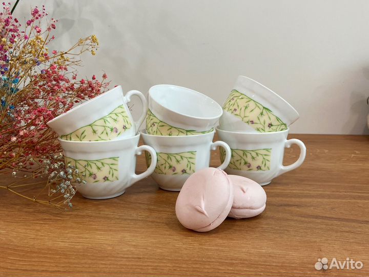 Сервиз чайный 6 пар белый, кофейный набор