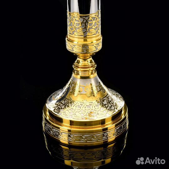 Канделябр подсвечник 3 рожковый золото гравировка