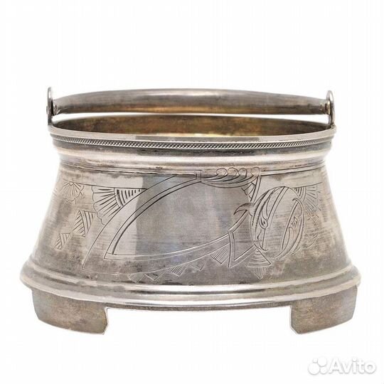 Серебряная конфетница с гравировкой 84 пробы