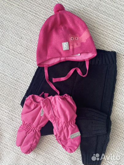 Комплект шапка, варежки краги