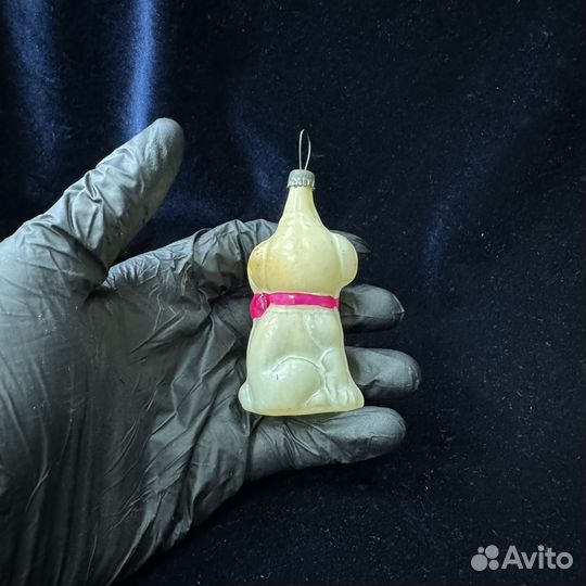 Елочная игрушка собака щенок пес С бантиком СССР