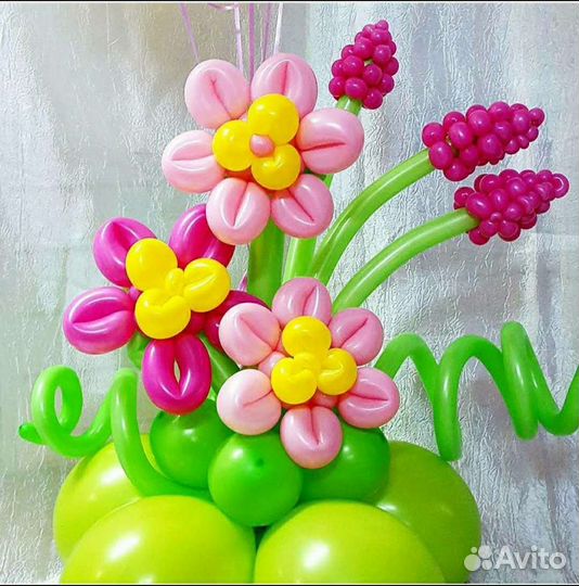Искусственные цветы из шаров.Букет. Воздушные шары
