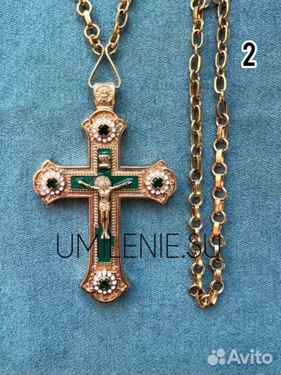 Крест наперсный латунный в позолоте