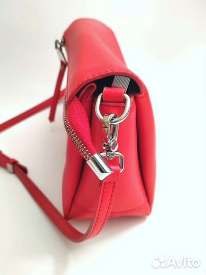 Сумка женская натуральная кожа красная