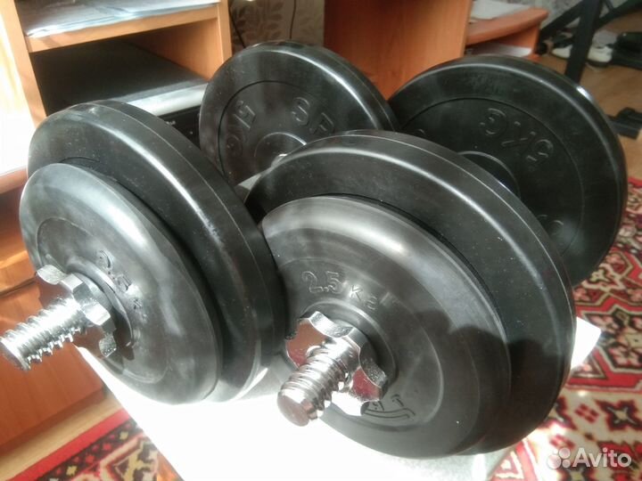 Гантели обрезиненные 2 штуки общим весом 31 кг