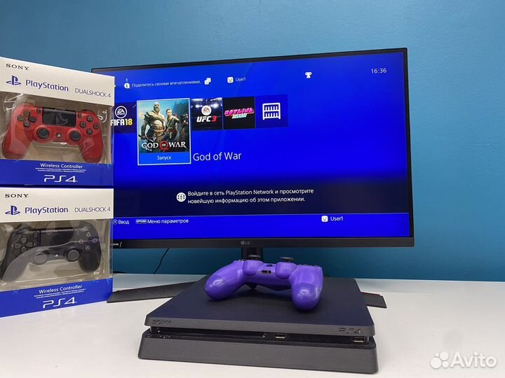 Sony PS4 Slim 5.05 Прошитая 400+ игр 500 Gb