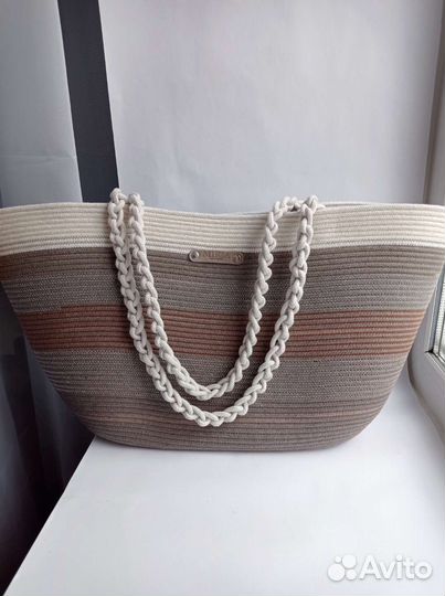 Cумка большая пляжная из хлопкового шнура