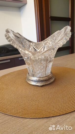 Конфетница хрусталь с серебром