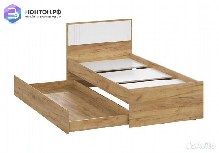 Кровать Милан с выкатным местом дуб золотой / белы