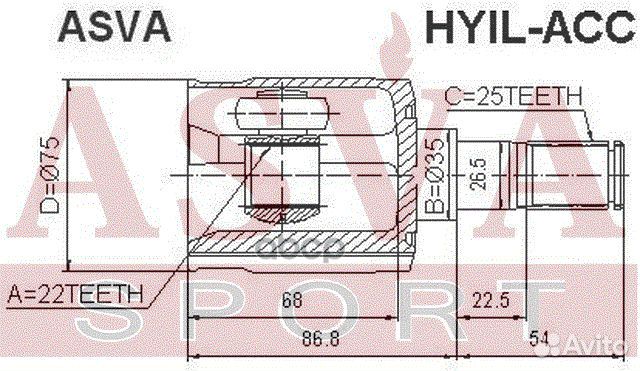 ШРУС внутренний левый 22x35x25 hyil-ACC asva