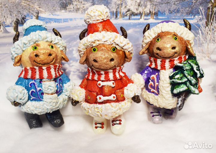 Ватная ёлочная игрушка Бычок