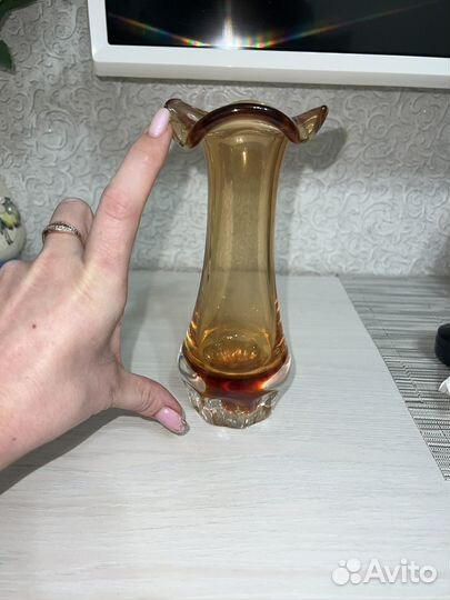 Ваза хрустальная цветная СССР