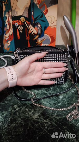 Сумка клатч женская чёрная стразы