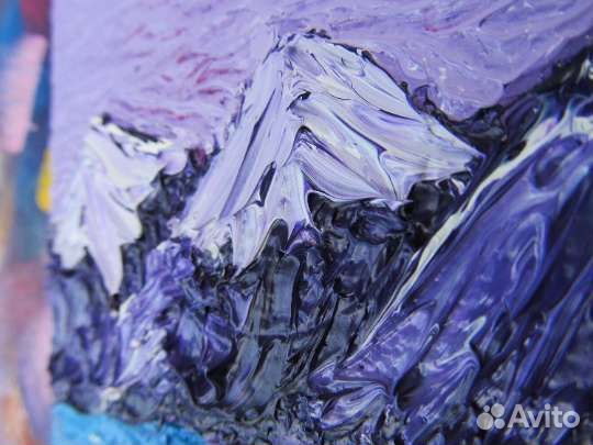 Горы абстрактная картина маслом на холсте картоне