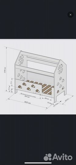 Детская кровать домик 80 160 с текстилем