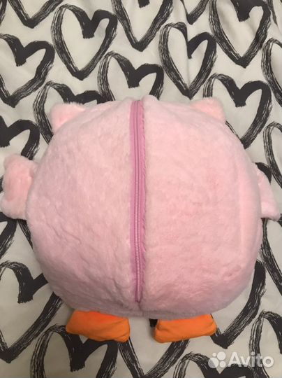 Игрушка Сова с пледом 3 в 1,40 см,розов,желт,голуб