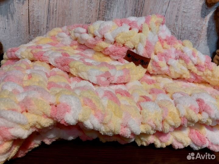 Плед вязаный плюшевый детский