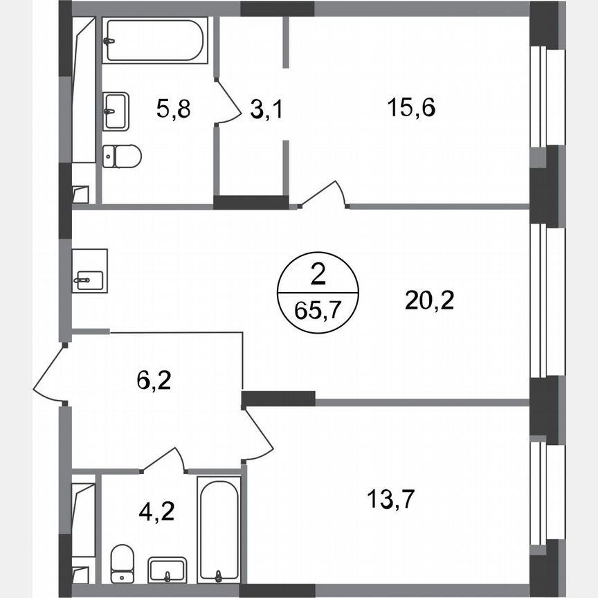 2-к. квартира, 65,7 м², 20/20 эт.