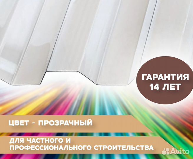 Профилированный поликарбонат мп-20 прозрачный