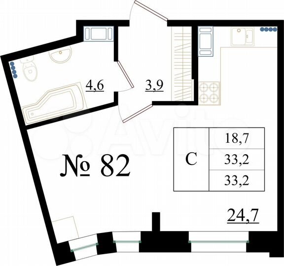 Квартира-студия, 33,2 м², 2/8 эт.