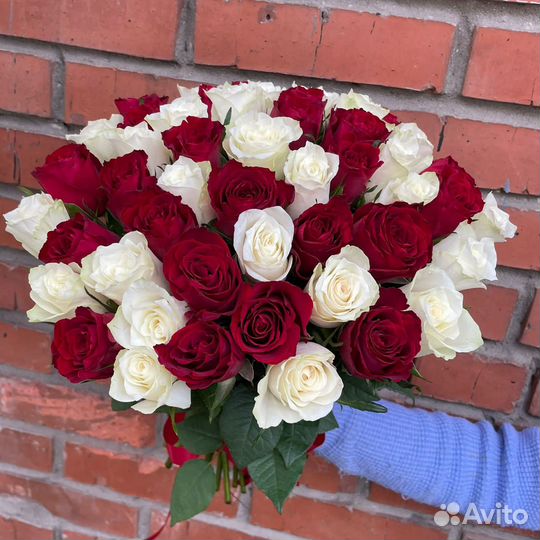 Букет красно-белых роз