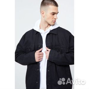 Джинсовая куртка оверсайз с покрытием Boohoo, черн