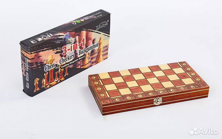 Шахматы, шашки и нарды деревянные, 1683A