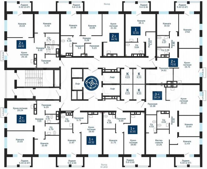 2-к. квартира, 68,5 м², 19/23 эт.