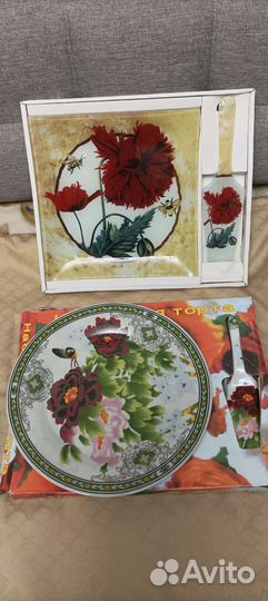 Поднос, чайник стеклянный и др