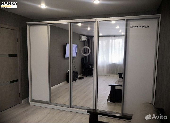 Шкаф купе большой, 5 дверей, с зеркалом, 3 метра