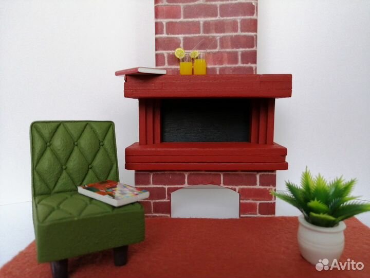 Камин для кукол, мебель для кукол из фанеры