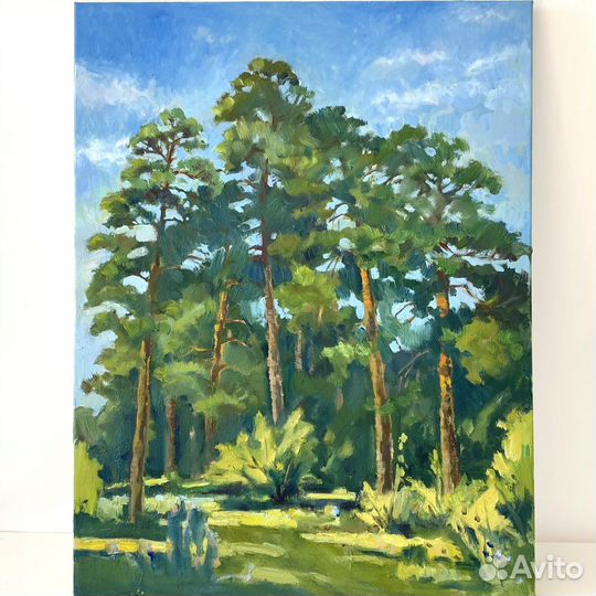 Картина маслом Пейзаж с соснами