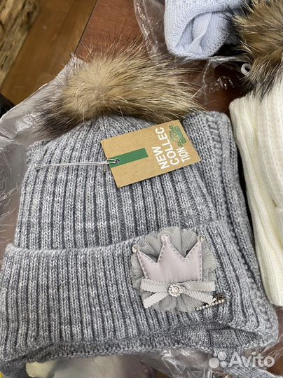 Шапка зимняя со снудом детская на девочку