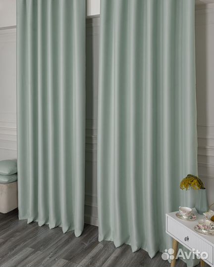 Шторы блэкаут Амадео Пастельный зеленый