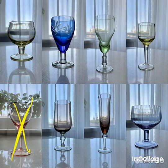 Бокалы, фужеры, рюмки цветное стекло СССР