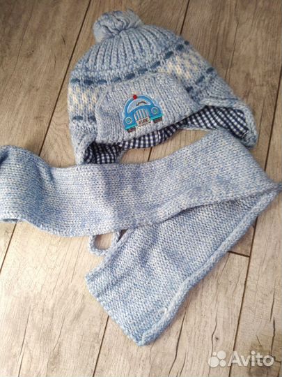 Комплект шапка и шарф для мальчика зима