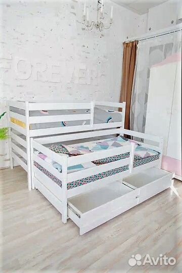 Детская кровать выдвижная матрёшка с ящиками