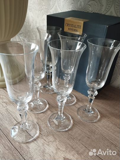 Новые бокалы для шампанского Bohemia Crystal, 6шт
