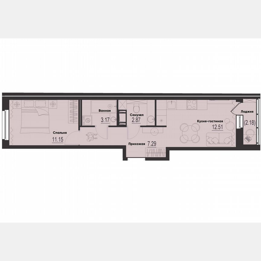 1-к. квартира, 38,1 м², 10/12 эт.