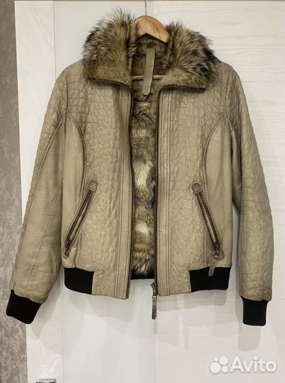 Куртка кожанная зимняя женская