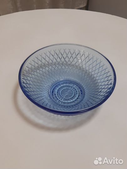 Салатник цветное синее стекло СССР