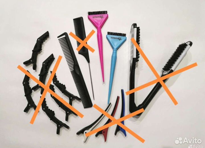 Расческа парикмахерская. Зажимы, крокодилы. Щётка