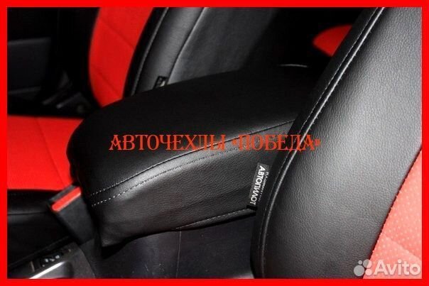 Чехлы Mitsubishi Outlander XL из экокожи чёрно-кра