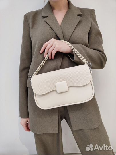 Сумка женская через плечо бежевая кросс боди новая