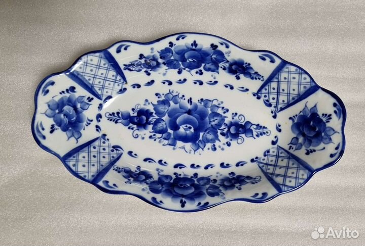 Блюдо гжель, ручная работа