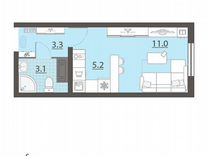 Квартира-студия, 22,6 м², 20/25 эт.