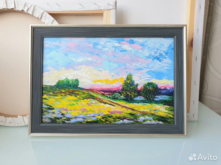 Картина Пейзаж Прованс 20х30см в раме масло