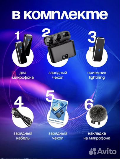 Петличный микрофон для iPhone беспроводной