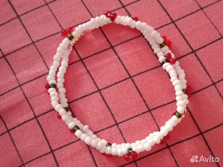 Колье из бисера(вишенки)
