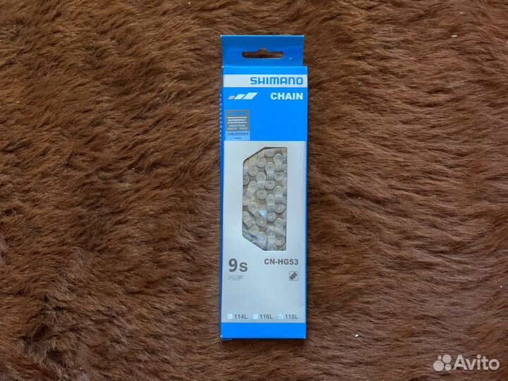 Цепь shimano deore, HG53, 9 скоростей, 118 звеньев